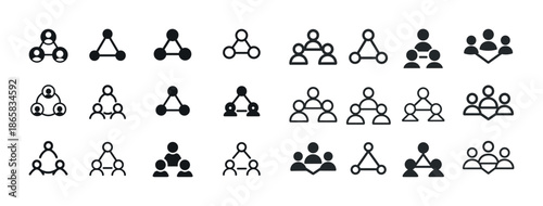 Set of diverse minimalist network and connection icons