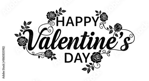elegant valentine s day lettering with floral embellishments and decorative swirls a romantic black silhouette high quality