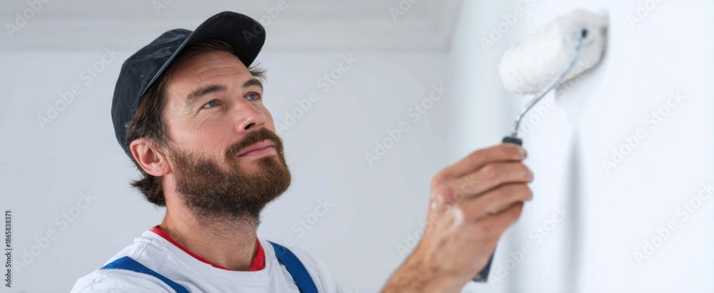 Obraz premium the house painter lovingly transforms walls with fresh white paint full of hope