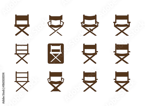 Theater Logo Variations. Theater performances. Icon set. Set Logo of theater performances: director?s chair. harmonious logo variations of the same emblematic