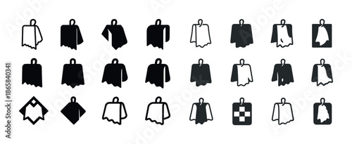 Collection of hanging towel icons in various styles and designs