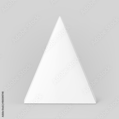 Triangle box packaging mockup for take away food. Vector illustration isolated on grey background. Front view. Can be use for template your design, presentation, promo, ad. EPS10.