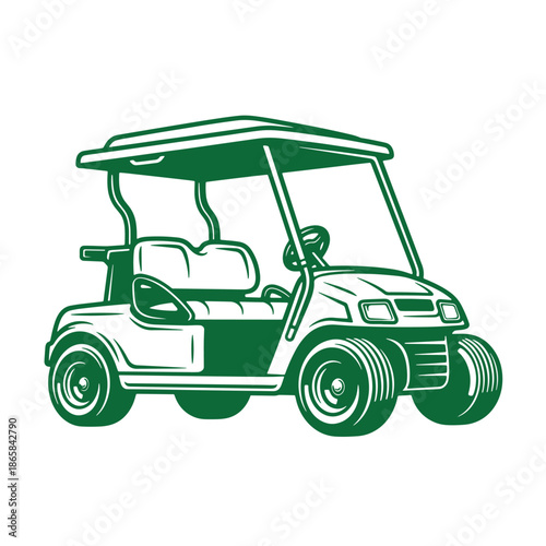 green golf cart with roof and windshield on white background  golf buggy