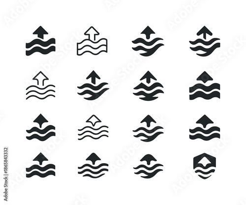 Paradigm Shift Icons. Paradigm shift. Icon set. Set Logo of paradigm shift: transformation waves. harmonious logo variations of the same emblematic concept,