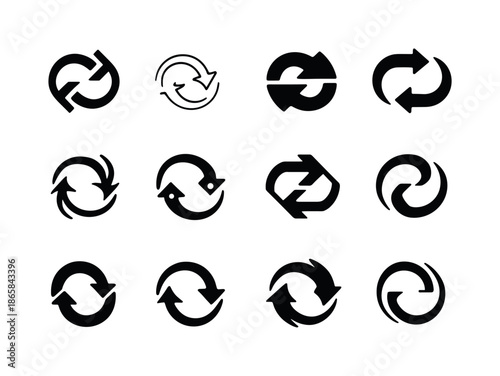 Paradigm Shift Icons. Paradigm shift. Icon set. Set Logo of paradigm shift: transition arrow loop. harmonious logo variations of the same emblematic concept,