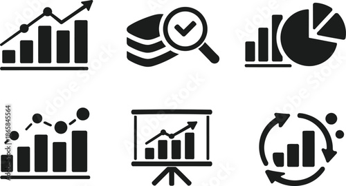 Data Icons: A set of icons representing data analysis and business statistics. A visual guide for understanding data-driven insights, perfect for presentations and infographics.