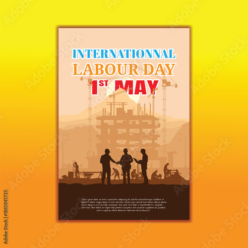 Labour day background, Construction vector background, Worker in a building site.
