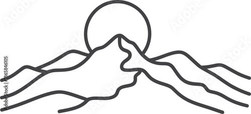 Minimalist Mountain Landscape Vector Illustration with Simple Line Art and Clean Design Elements