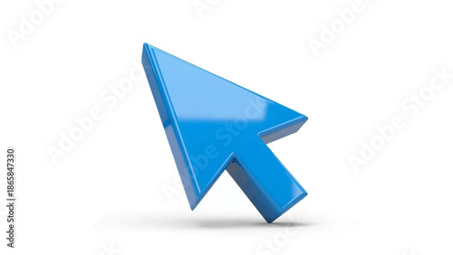 A bright blue digital cursor pointing upwards on a clean white background, representing a digital pointer or selection tool