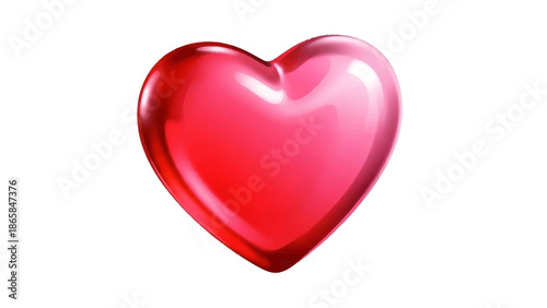 Vibrant glossy red heart symbol of love and passion, isolated on a clean white background, perfect for romantic designs and emotional concepts