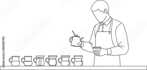 Barista pouring coffee into a cup