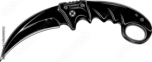Tactical Knife Blade Silhouette Vector Icon