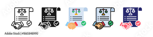 Contract Law Multiple Style Icon Set Collection. 