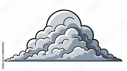 A stylized cartoon-like cloud formation, rendered in shades of gray and white