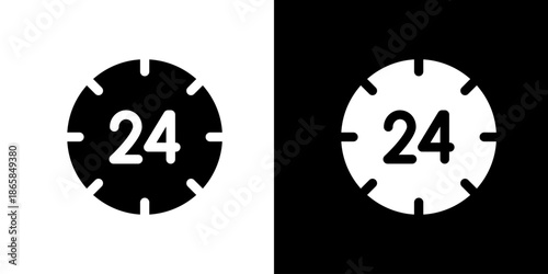 24時間の時計アイコン 時刻・時間管理を表すシンプルなUIベクター