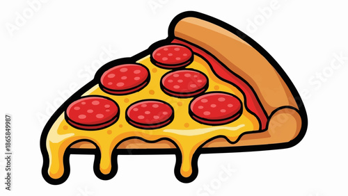 A slice of pepperoni pizza with melted cheese oozing