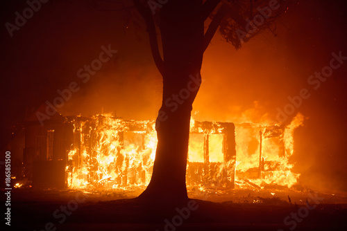 Structures on Fire During Alta Dena Wildfire