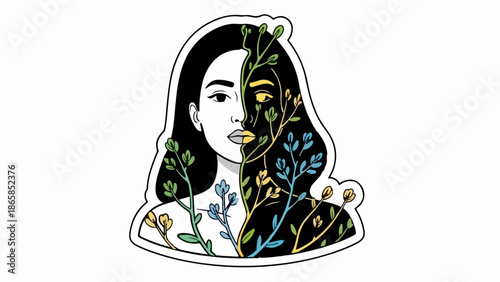 Artistic representation of a person intertwined with nature, symbolizing growth