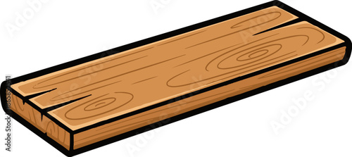 A simple, cartoonish depiction of a single wooden plank with visible grain