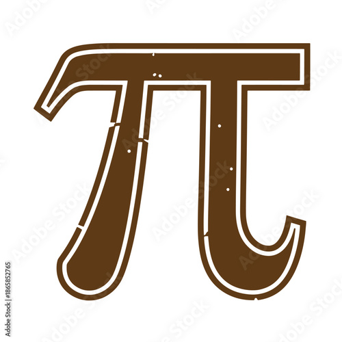 Vintage Brown Pi symbol with white outline on white background