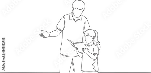 A father and daughter sharing a book together, fostering a love for reading and learning