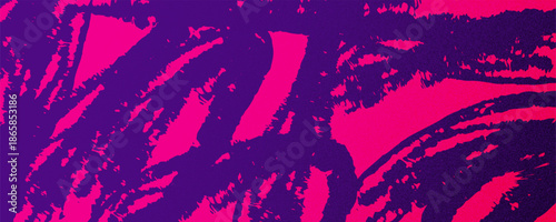 Abstract pink and purple colored background with dynamic expressive brush strokes. Brush drawn scratches splatter grunge distressed background. Grainy bold brush strokes texture. Urban punk background