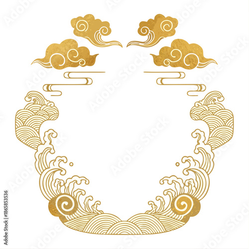Ornamental Gold Frame Illustration Inspired by Traditional Patterns