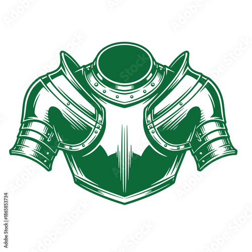 Green armor chest plate with shoulder guards and neck protector  medieval knight protective gear