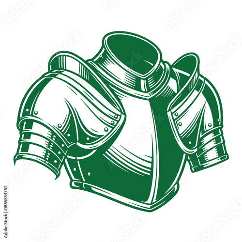 Green armor torso protector with shoulder guards and neck collar for protection  medieval knight chest plate
