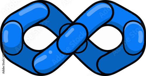 Blue infinity symbol made of intertwined oval links