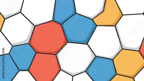 Abstract mosaic of multi-colored polygons with thick black outlines