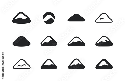 Snow Mound Icons. Mound. Icon set. Set Logo of mound: snow mound. harmonious logo variations of the same emblematic concept, each with different artistic