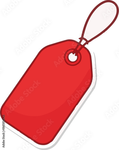 A simple red tag with a white string loop, ready for pricing or labeling