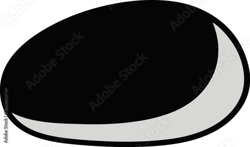 A simple, stylized black shape with a crescent of light gray