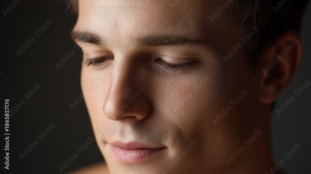 Fototapeta premium Emotional Human Portrait with Natural Skin Texture and Soft Shallow Focus