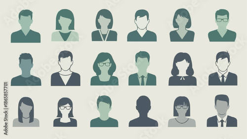 Collection of Diverse Human Avatar Icons Representing People.