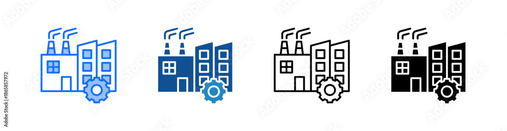 Fototapeta premium Industry Multiple Style Icon Set 