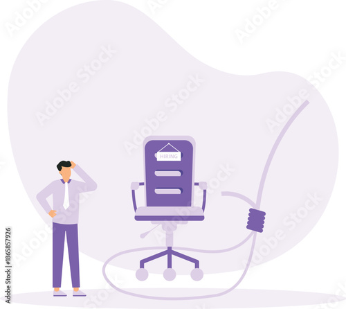 Candidate grabbing vacancy chair and human resources, HR recruitment concept
