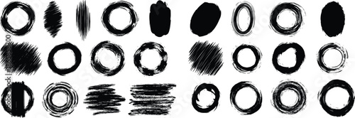 Collection of various black and white oval shapes