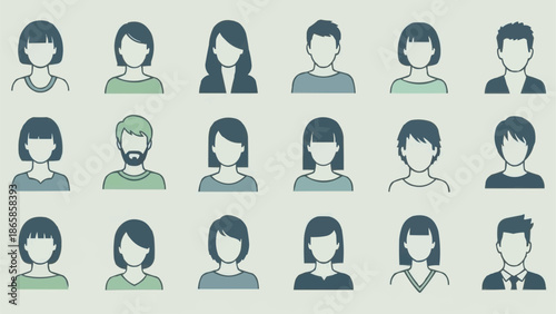 Collection of diverse anonymous user profile icons in a grid pattern.