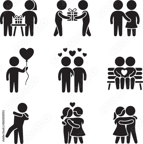 Romantic Couple Silhouettes in Love Scenarios