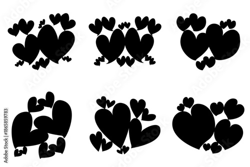 silhouette of a group icon of a love sign or heart sign to express feelings or expressions of concern, vector