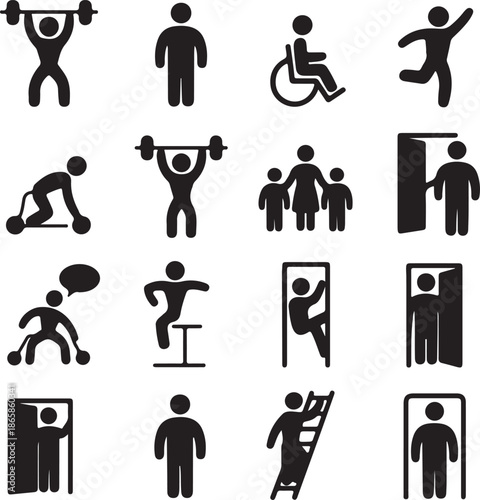 Set of Fitness Icons for Gym and Health