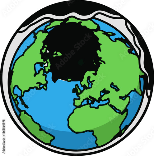 Cartoon globe with continents and oceans, including the Arctic