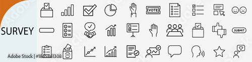 Set of 32 Survey and Public Opinion Feedback Outline Icons