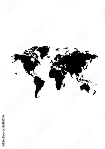 Silhouette of a world map on a light background for geography and travel concept
