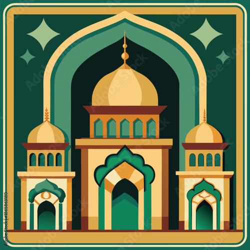 Simple vector illustration showing the Taj Mahal silhouette in Agra India