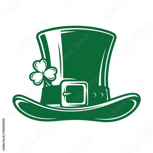 Green top hat with shamrock on St Patricks Day  festive headwear for celebrations