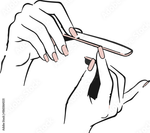Delicate hands file nails with precision, shaping and refining their appearance