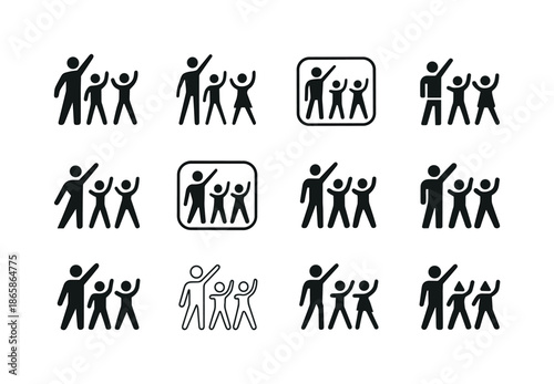 Dance Class Logos. A choreographer teaching a dance class in a studio. Icon set. Set Logo of a choreographer teaching a dance class in a studio: dancer